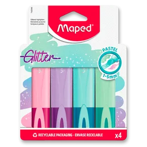 Textmarker Maped Fluo Peps Classic Glitter Set mit 4 Farben